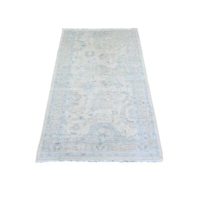 3'x5' Ivory White Wash Peshawar Wool Hand Knotted Runner Oriental Rug G74178 - Image 1 of 4