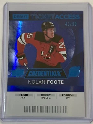 2020-21 Upper Deck Credentials #101 NOLAN FOOTE Debut Ticket Access Blue *SP*/99 - Image 1 of 3