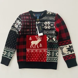 Polo Ralph Lauren Boys 8 Holiday Christmas Sweater Fair Isle Wool Blend NWT - Picture 1 of 8