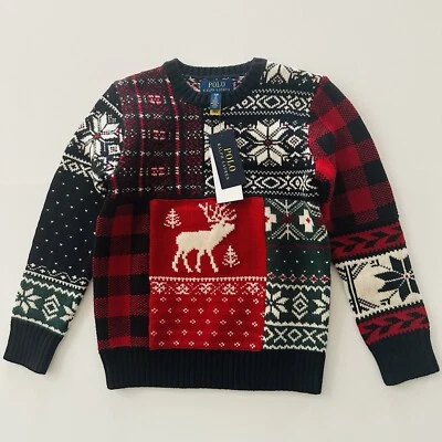 Polo Ralph Lauren Boys 8 Holiday Christmas Sweater Fair Isle Wool Blend NWT - Image 1 of 4