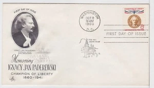 TurtlesTradingPost - Ignacy Jan Paderewski 1960 #1160 Artcraft FDC - Picture 1 of 1