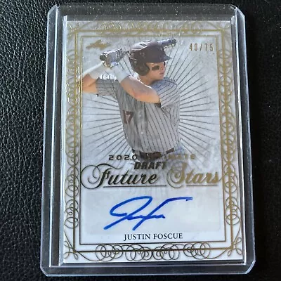 2020 Leaf Ultimate Draft Future Stars Auto Gold #/75Justin Foscue #FS-JF1 Rookie - Image 1 of 2