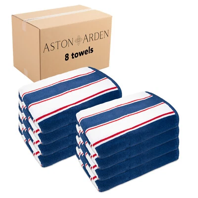 Aston & Arden Luxury Beach Towel (Bulk Case of 8)  - 35x70 - 600 GSM, Pinstripes - Image 1 of 4