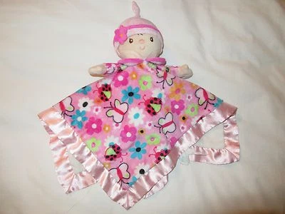Douglas Baby Pink Flowers/Butterflies/Ladybugs Doll Security Blanket/Lovey - Image 1 of 4