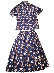 VTG Pendleton CLASSICS Navy Nautical Print  2 Piece Blouse 10 & Skirt 12 Set - Picture 1 of 15