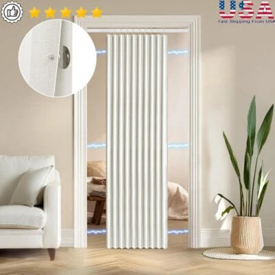 Blackout Magnetic Door Curtain Pleated Folding Room Divider Privacy Doorway New - Image 1 of 4