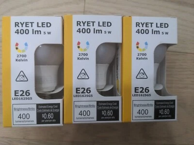 Set of 3 IKEA RYET LED Light Bulb E26 2700K Warm 5W 303.712.02 - Image 1 of 4