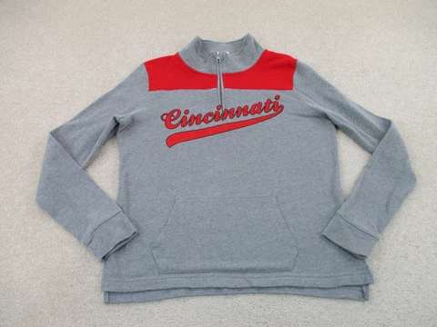 Cincinnati Reds Sweater Women Small Gray Red MLB Baseball Sweatshrit Ladies A81 Cover