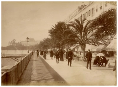 France, Nice, la promenade des Anglais  Tirage albuminé  19x26  Circa 1880 - Photo 1/2