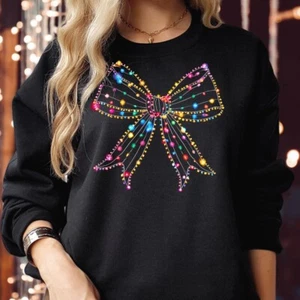SUDADERA (5022) Feliz Navidad Luz RETRO Coqueta Arco Familia Vacaciones Jumper - Imagen 1 de 12