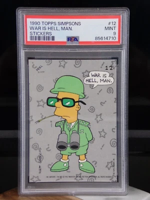 1990 TOPPS SIMPSONS STICKERS BART WAR IS HELL MAN #12 TRADING CARD | PSA 9 MINT - Image 1 of 4