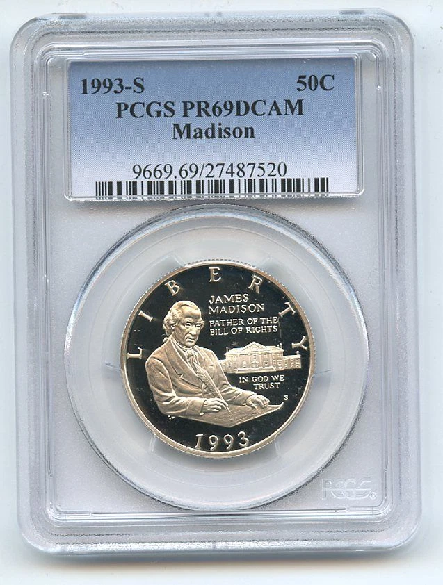 1993 S 50C Bill of Rights Madison Commemorative PCGS PR69DCAM - Image 1 of 1