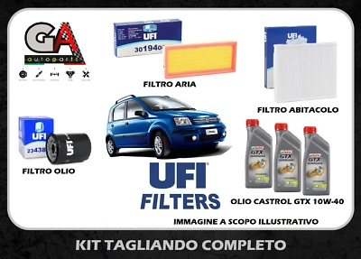 Kit tagliando Fiat Panda 2 169 1.2 benzina filtri UFI + 3l Castrol GTX 10w40