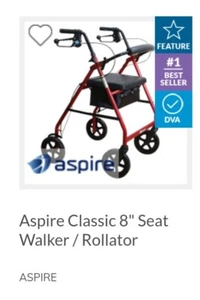 Rollator 8" Seat Walker | Aspire Classic Walker - Picture 1 of 4