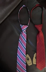 NEW WITH TAGS Class Club Gold Label Boy's Adjustable Silk Tie Zipper - Lot of 2 - Picture 1 of 3
