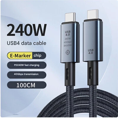 USB 4 USB-C Thunderbolt 4 3 8K Cable 40Gbps Charger Data PD 240W UHD Video - Image 1 of 4