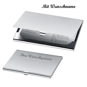 Visitenkartenetui mit Namensgravur - aus Metall - Farbe: grau-silbergrau - Bild 1 von 2