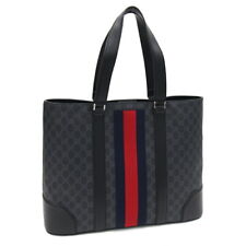 Gucci tote bag GG Supreme 495560 black PVC leather used shoulder bag GG logo
