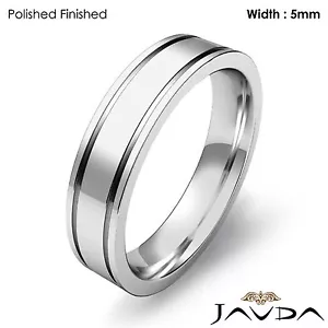 Wedding Band Flat Fit Solid Ring Women Plain 5mm 14k White Gold 6.1gm Sz 6-6.75 - Picture 1 of 4