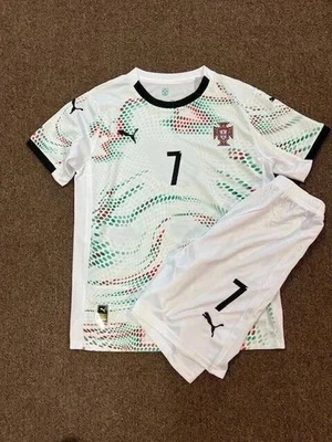 Portugal Ronaldo #7 Youth Kids away Jersey And Shorts Set.
