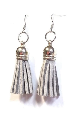 Gray Suede Tassel Drop Earrings - Image 1 of 3