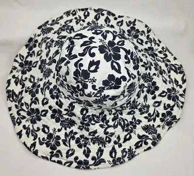 Sombrero para el sol de ala ancha de algodón hawaiano azul/blanco de la colección Scala talla única  Foto 1 de 4