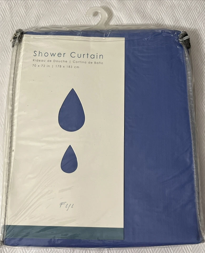 Duck River 纺织品斐济蓝色 70x72 聚酯织物浴帘新品 — 第 1/3 张图片