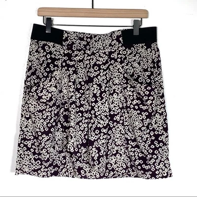 Gap 黑色/白色随机方形图案袋装口袋 A 字裙 8 码 — 第 1/4 张图片