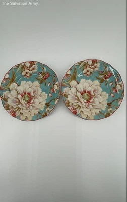 222 pratos de jantar redondos estampados florais azul-petróleo Fifth Marley conjunto de 2 - Imagem 1 de 4