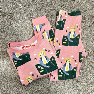 Piccolina Amelia Earhart Mädchen Schlafanzug 4/6 rosa Langarm Hose 100% Baumwolle - Bild 1 von 4