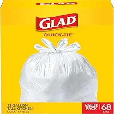 Bolsas de basura de cocina altas Glad Quick-Tie, 13 galones, sin perfume, 68 quilates Foto 1 de 4