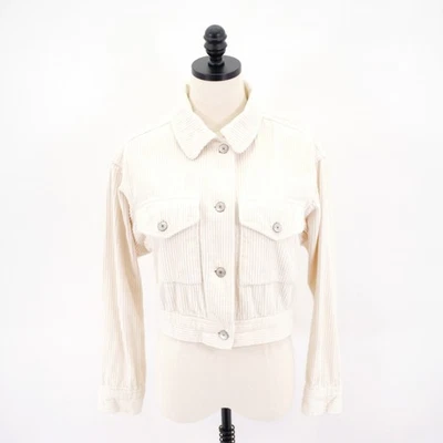 Chaqueta Abercrombie & Fitch XS Crema Pana Botón Cuello Frontal Recortada Foto 1 de 4