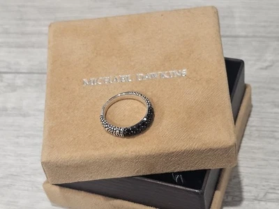 Michael Dawkins Sterling Silver Band Ring Starry Night Black Spinel Gemstone 6 - Image 1 of 4