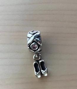 Retired! Authentic Pandora Charm Ballet Slippers Pink Cz Dangle 790520PCZ - Picture 1 of 5