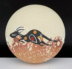 Australian Aboriginal Art Hand Painted Clay Pottery Trinket Box Signed - Picture 1 of 3