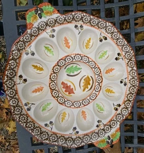 TEMPTATIONS Style 10 1/2" EIERTELLER ORANGE BRAUN HERBST THANKSGIVING  - Bild 1 von 2