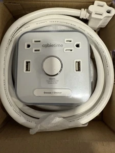 CubieTime BPECT Hotel Alarm Clock w/ 2 Outlets + 2 USB Ports, WHITE NEW - Picture 1 of 3