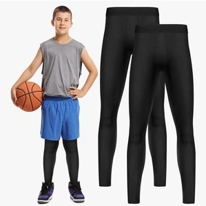 Haysandy Boys Kids Leggings Athletic Basketball Sports Pants 2 Pack Small-Medium - Picture 1 of 4