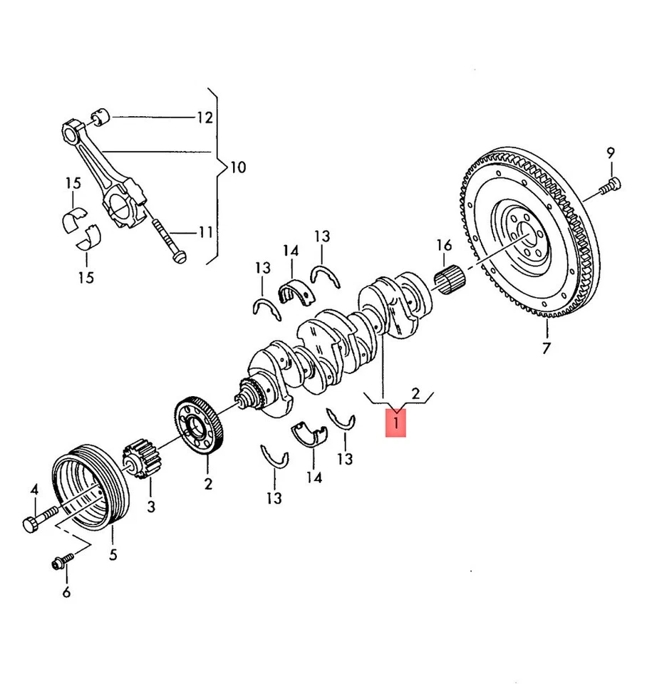 Genuine VW AUDI SKODA SEAT Amarok Beetle Cabrio Bettle Crankshaft 03L105021C - Image 1 of 1