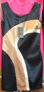 NAF NAF STRETCH SCHWARZ SATIN FRANZÖSISCHES KLEID 42 ATEMBERAUBEND!!! - Bild 1 von 3