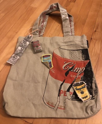 Andy Warhol Campbells Soup print canvas bag new loop useful tote *small spots* - Image 1 of 4