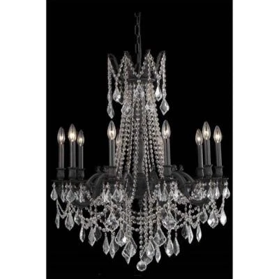 Elegante Lámpara de Araña de Cristal Real Iluminación Rosalía 28" 10 Luces Foto 1 de 2