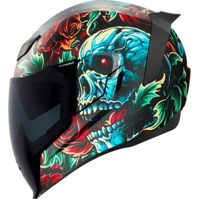 ICON AIRFLITE OMNICRUX SKULL MIPS MOTORCYCLE CRASH HELMET DOT ECE EC2206 NEW - Image 1 of 4
