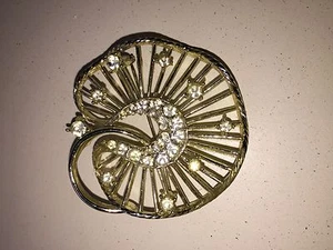VINTAGE SIGNED LISNER GOLD TONE W/ RHINESTONES BROOCH / PIN - Picture 1 of 7