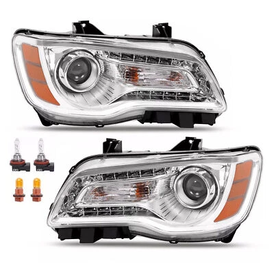 For 2011-2023 Chrysler 300 Headlights LED DRL Projector Chrome Headlamps W/Bulbs Foto 1 de 4