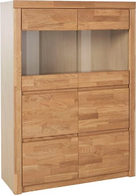 HOME AFFAIRE Vitrine Silkeborg Eiche teilmassiv H. 125cm Regal Highboard - Bild 1 von 4