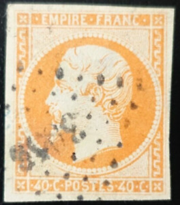 FRANCE timbre NAPOLÉON N°16 ORANGE oblitéré LOSANGE PC 3808 ? COUCOURON