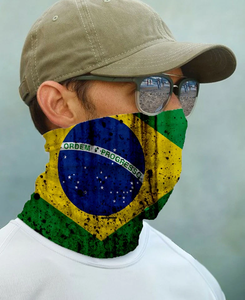 PARAGON SUN GAITER Flag Brazil UPF 50+ UV Protecter Fishing Sport Outdoor Face Neck Mask