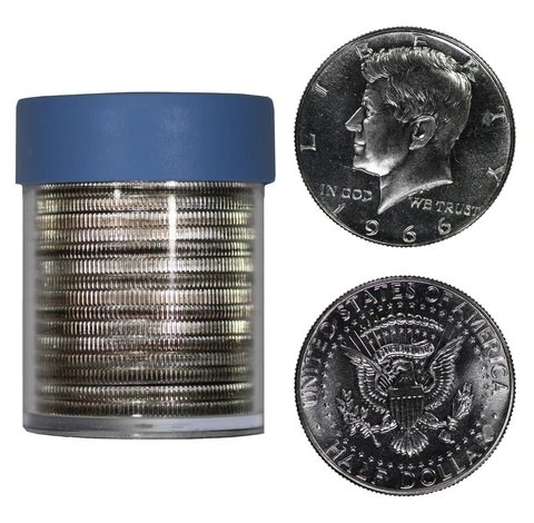 1966 SMS KENNEDY HALF DOLLAR GEM BU BRILLIANT UNC FULL ROLL 20 COINS Cover