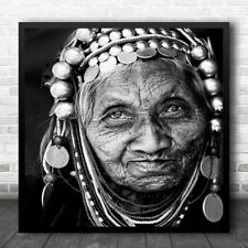 Portrait Wrinkled Wrinkles Myanmar Hat Experience Old Lady Woman Wall Art Print